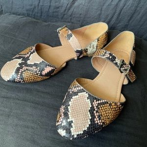 Madewell the Alina Mary-Jane Flat in Snake Print